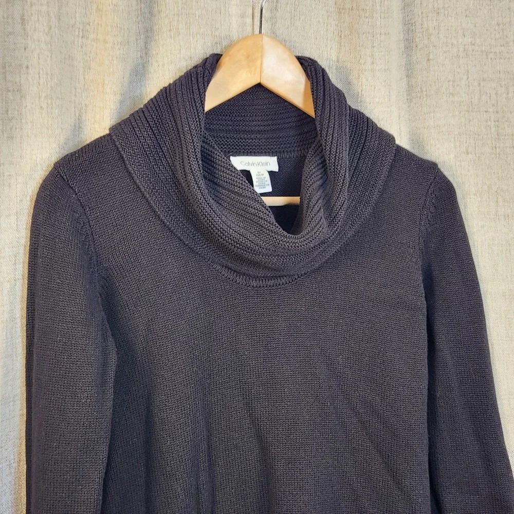 Calvin Klein‎ Cowl Neck Sweater Women's S Black Long Sleeve Heavy Knit Classic